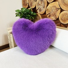DIU 愛心抱枕心形毛絨沙發腰靠墊長毛結婚高端可愛心型禮, 紫色