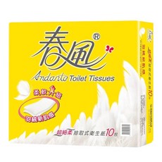 春風 抽取式衛生紙 110抽x10入 柔韌細緻 可丟馬桶 家庭號, 10個裝, 1套