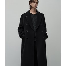 알리스 ALYSS WOOL 90 스터디드 체스터 울 더블 코트 블랙