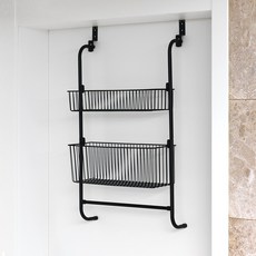 노바리빙 와이어 2단 다용도 문걸이 선반 수납 간편 DIY 철제선반, 블랙, 1개