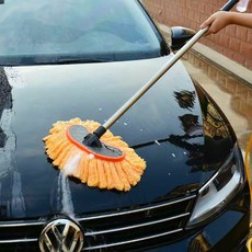 通水洗車刷 加厚可伸縮自動旋轉洗車拖把, 1把, 【黃絲款】通水洗車刷1把, 黃絲