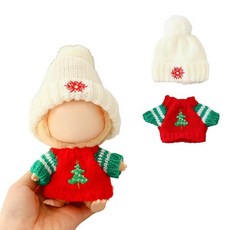 Lu bubu 17cm 인형(인형 없음) 액세서리 세련된 카와이 핑크 의상 세트 5피스 17cm 인형에 적합 인형 모자 신발 의류 세트 교체, 스타일 크리스마스 스웨터 트리