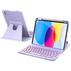 iPad 11th A16 2025 /10세대 케이스 키보드 포함 360° 회전 가능한 및 탈착식 백라이트 키보드 정밀 컷아웃 펜 홀더 A16 11 /10th 10.9, For iPad A16 (11th Gen) & iPad, Purple