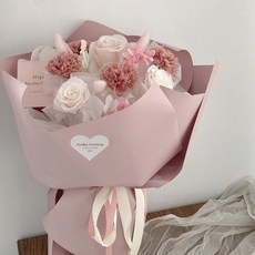 Floraflower 母親節花束-給媽咪的愛 新品 永生花花束 粉色花束 精美禮物 情人節 生日, 花束(無提袋)