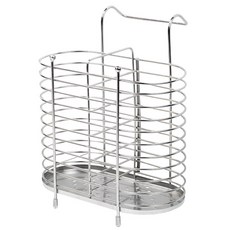 팩토리얼 304 올스텐 무타공 수저케이지 물빠짐 걸이형 수저통, 1개, 실버