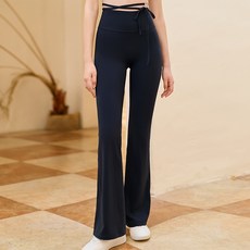 QUEEN YOGA 瑜伽服 裸感 經典 休閒 無尷尬線 繫帶 喇叭長褲 高腰 瑜珈褲