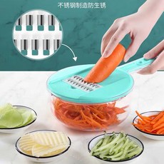 桃園出貨 多功能切菜神器 土豆絲刨絲器 家用廚房切菜切片機 粗細絲擦絲器, 透明-綠-12件套, 1個