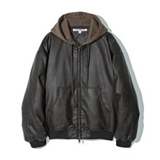 파르티멘토 PARTIMENTO 레이어드 후드 레더 퀄티드 자켓 브라운 PY-25351 BR 420580