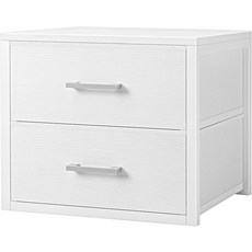 볼루오 스태커블 수납 서랍 정리함 및 패브릭 침실 모던용 화이트 2 서랍장, L(15.7"D x 21.1"W, Black