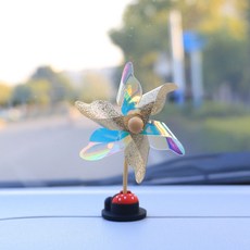 汽車彩色小風車裝飾品，隨風旋轉，適用於摩托車與電動車, 1個, 幻彩金風車:如圖