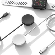 프리미엄 애플 워치 전용 전기종 호환 C타입 무선 충전기 1.5m, 1개, 블랙