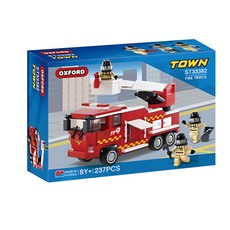 7세 리프트사다리 237피스 소방관 소방차 블록 유치원생, 237개, 레드