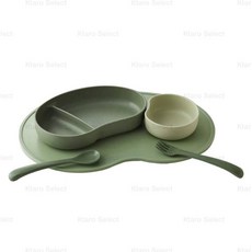 SUC SUC 日本製兒童餐盤禮盒4件組, 莫蘭迪綠, 1個