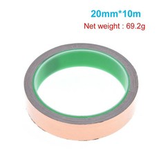 10m 6-20mm 접착 테이프 호일 테이프 접착 전도성 구리 차폐 EMI 정전기 방지 단면 수리 테이프 전자 부품 액세서리 소스, 20mmx10M