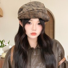 2025秋冬新款 日係複古文藝褶皺貝雷帽女秋天小衆設計感畵家帽大頭圍八角帽子潮 P