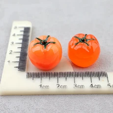 미니어처 3D 토마토 송진 카보숑 참 스크랩북 전화 장식 DIY 쥬얼리 제작 인형 집 액세서리 10 개, 02 solid 22mm, 03 No.3orange