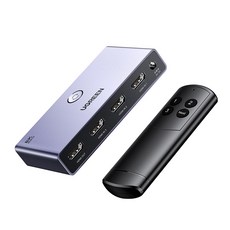 UGREEN 유그린 3:1 HDMI 2.1 선택기 8K UHD 셀렉터 240Hz 고주사율 3포트 입력 3D효과 PS5/4/3 Xbox 스위치 호환 알루미늄 케이스 리모컨 포함, Grey, 1개