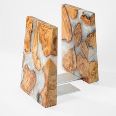 레진 북엔드 선반용 크고 튼튼한 북엔드 스터디 오피스를 위한 독특한 벌우드 피규어 북 엔드 책장 정리를 멋진 모던 장식 책 지지대 (진주빛 화이트) 338729, 레진 북엔드 선반용 크고 튼튼한 북엔드, 스터디 오피스