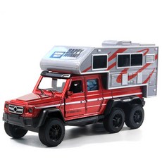 臺灣出貨1:32仿真旅遊房車模型燈光音樂旅行汽車兒童玩具車男合金汽車模型, 巴博房車紅色, 1個