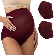 Be Relax 임산부 브리프 - 여성용 임산부 속옷 - 오버범프 임산부 속옷 - 임산부 팬티 2팩 와인. 미디엄 446841