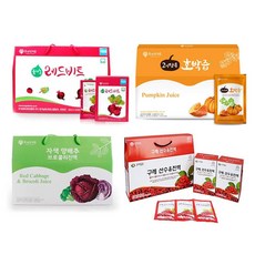 건강한 믹스 채소주스와 과일주스 세트, 자색양배추브로콜리