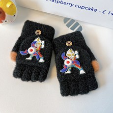 兒童冬季五指保暖手套 男女童騎行寫字防寒手套 可愛秋冬季半指翻蓋手套