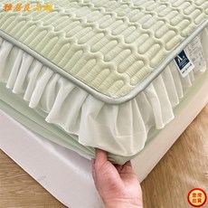 涼感冰絲乳膠床包花邊款：透氣涼蓆、冰絲床包、乳膠涼墊，夏季舒適睡眠首選, 童话乐园【乳膠床笠款花邊款】,枕套2只