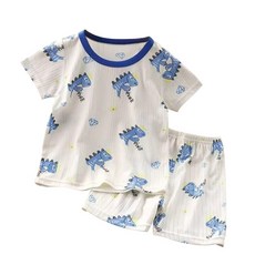 兒童冰絲短袖睡衣卡通印花家居服兩件套 (90-150碼)