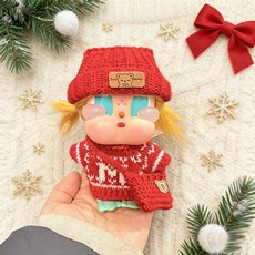 CRYBABY baby clothes tears factory crying new year M 빨간 스웨터 니트웨어 모자 가방 세트 15CM 인형, 15CM 울음 아기 옷에는 인형이 포함되지 않습니다, 새해 M 스웨터 + 빨간 곰모자 + 빨간 B 가방
