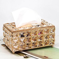 픽셀러 거실 인테리어 금속 티슈 박스 크리스탈 수납함, 1개, 골드7칸20 x 12 x 10cm