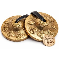 Tingsha 심벌즈 벨 - 쉬운 놀이 - 차크라 치유를 위한 명상 마음챙김 차임 영적 달마 선물 히말라야 바자르 수제 티베트어 Ohm Mani 410881