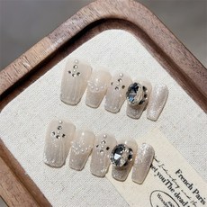 星墜心湖 純手工美甲穿戴甲 指甲貼片, 1個, BNP327-M碼(實品拍攝)