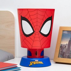MARVEL 蜘蛛人造型檯燈，漫威英雄檯燈，兒童房裝飾燈，安全材質，柔和光線, 紅色