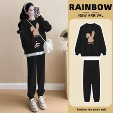 임산부 가을 투피스 셋업 루즈핏 빅사이즈 맨투맨 트레이닝 팬츠 세트