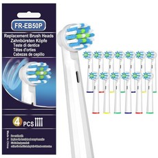 오랄비 프로 1000/Genius x 전동 칫솔과 호환되는 중간 칫솔모가 있는 16팩 브러시 헤드 오랄비 브라운과 호환되는 교체용 칫솔 헤드 (화이트), 16 Count (Pack of 1), 화이트