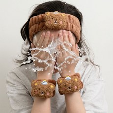 세안나라 곰돌이 세수밴드 팔목밴드 세트 화장실 물바다방지, 1개, 브라운