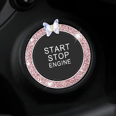 Clab 차량용 시동버튼 커버 나비모양 점화버튼 장식 커버 자동차 악세사리 인테리어 용품, 1개, 분홍색