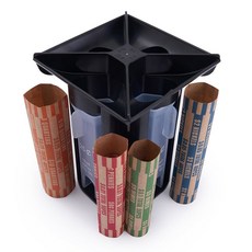 홀더가 있는 4-in-1 코인 카운터 및 분류 튜브 세트 돼지 은행 페니 니켈 다임 쿼터 롤 오거나이저 체크 디자인