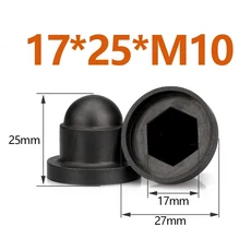 블랙 육각 너트 볼트 보호 캡 플라스틱 장식 슬리브 나사 M8 M10 10 개, 03 17x25xM10 (10pcs)