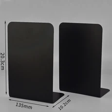 2개입 내구성 있는 L자형 금속 북엔드 INS 심플 북 홀더 책상 스탠드 학교 사무실 학생용, 01 black B4413B