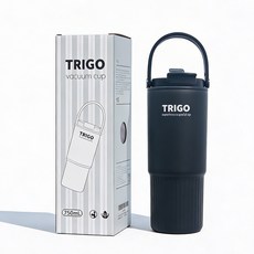 트리고 대용량 텀블러 보온 보냉텀블러 빨대 손잡이텀블러 차량용, 블랙, 1개, 750ml