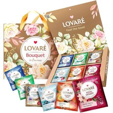 Lovare 우크라이나산 티 컬렉션 세트 - 블랙 앤 그린 과일 라벤더 허브 복숭아 모듬 티 샘플러 - 다양한 티 패킷 - 맛있는 차 애호가를 위한 선물 상자 - 90개, 30 bags - 6 tastes, 1개