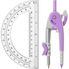 EBOOT 각도기 목공용 경사계 창틀 슬라이드 이부트 학생 기하학 수학 세트 컴퍼스와 6인치 투명 스윙 암 180도 초록색, Lavender Purple