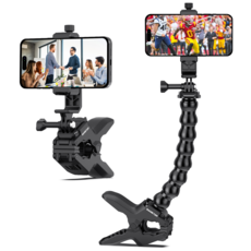 GoPro 액션 카메라와 호환되는 데스크 폴용 휴대폰 홀더 클램프 마운트 구즈넥 클립 휴대폰 스탠드, 1세트, SA-S63