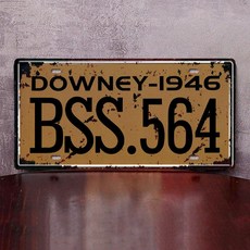 차량 번호판 빈티지 외국차 플레이트 펍 장식 소품 카페, 1개, 진갈색