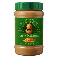 쏘울너츠 100% 땅콩버터 스무스, 1개, 500g