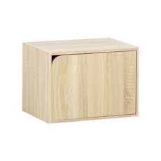 深棕色滑動門收納箱，簡約設計寬敞空間，居家收納好幫手, 原木色, 1個