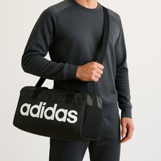 아디다스 더플백 리니어 스몰 더블백 헬스장 짐 가방 남성 여성 공용 스포츠 운동 팀백, 1개, 블랙