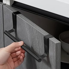 스테인리스 스틸 싱글 스틱 수건 선반 찬장 문 배식 걸이 주방 화장실 구멍 없는 선반, 3개, 검정색