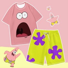 ZCBV뚱이 바지 반바지 캐릭터 티셔츠 잠옷